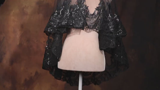Handmade Black Lace Edge Wedding Veil: Gothic Bridal Accessory