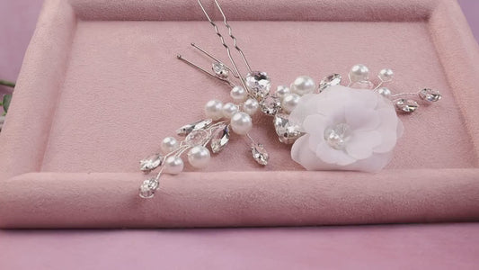 Pearl Crystal Bridal Hair Pin, Wedding Hair Piece, Elegant Bridal Updo Accessory