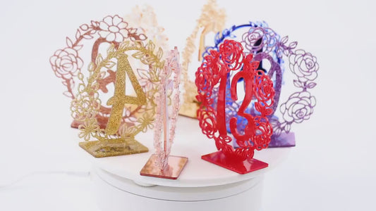 Wedding Table Number: Floral Laser-Cut Centerpiece
