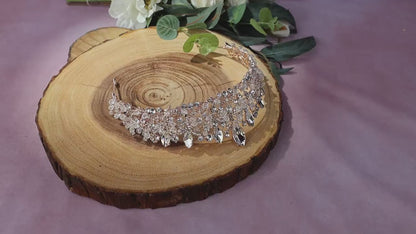 Rose gold crystal bridal tiara. Princess bridal crown. Gold wedding headpiece. Wedding bridesmaids crown. Bridal headpiece SLtiar1305rg