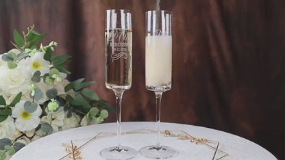 Personalized Engraved Wedding Champagne Flutes: Toasting Glasses, Set of 2 (230 ml)