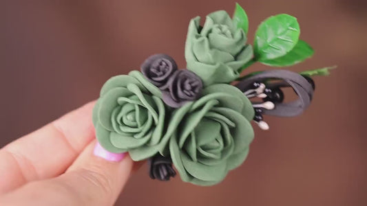 Emerald Green Rose Boutonniere: Boho Wedding Accessory