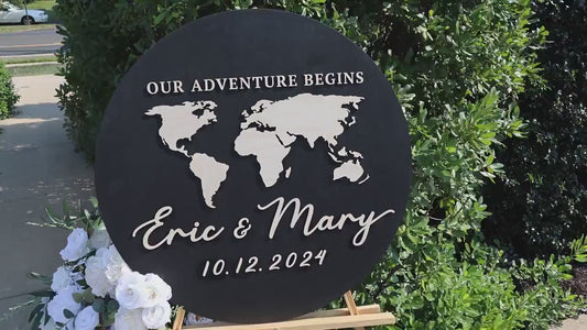 3D Wood World Map Wedding Guest Book Alternative: Adventure Guestbook Sign
