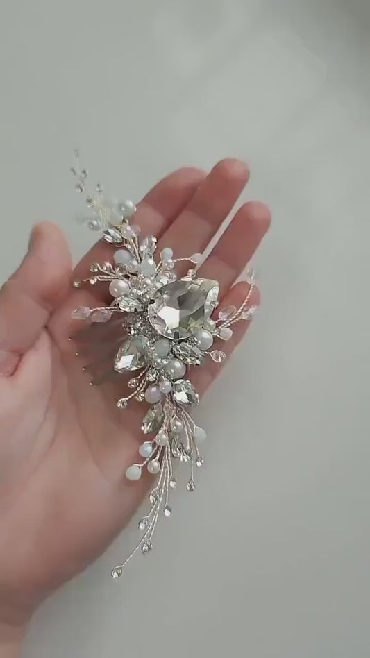 Silver Crystal Wedding Hair Comb, Bridal Hair Piece, 6 Inch