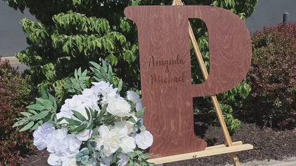 Rustic Letter Guest Book: Personalized Wood Wedding Names Sign