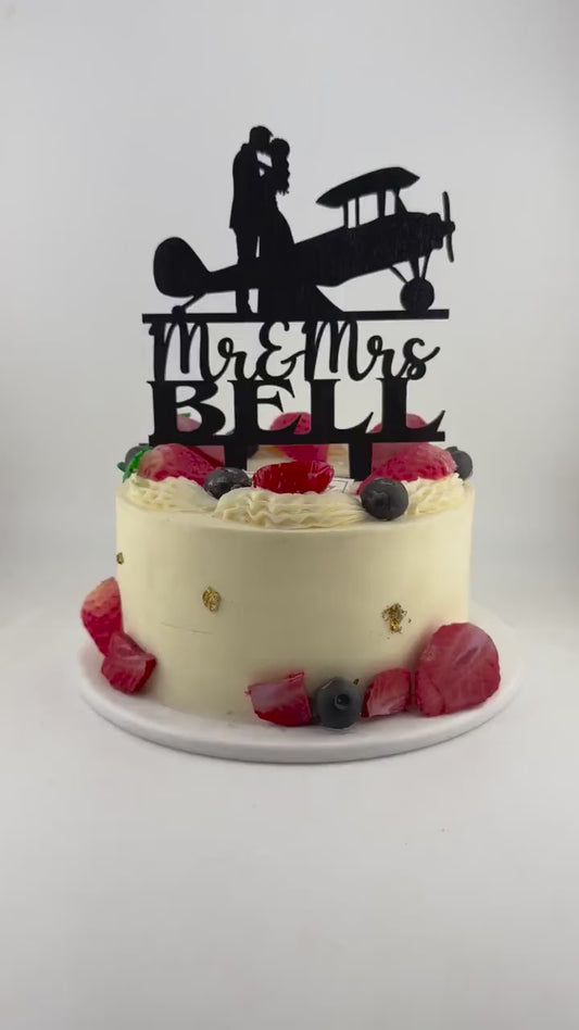 Airplane Wedding Cake Topper: Mr & Mrs Surname