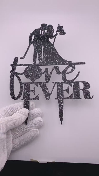 Fore Ever Golf Wedding Cake Topper: Personalized Rustic Mr & Mrs