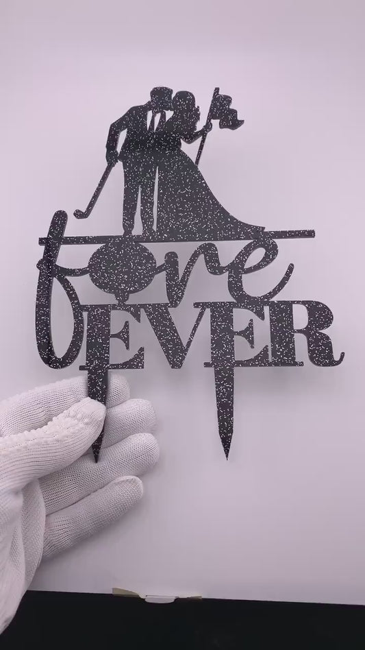 Fore Ever Golf Wedding Cake Topper: Personalized Rustic Mr & Mrs