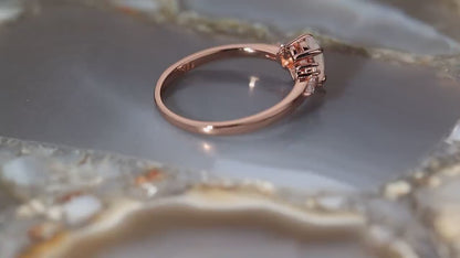 Rose Gold Plated Moonstone Ring: Sterling Silver Bridal Jewelry