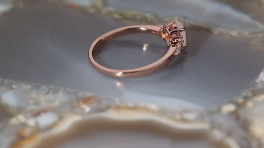 Rose Gold Plated Moonstone Ring: Sterling Silver Bridal Jewelry