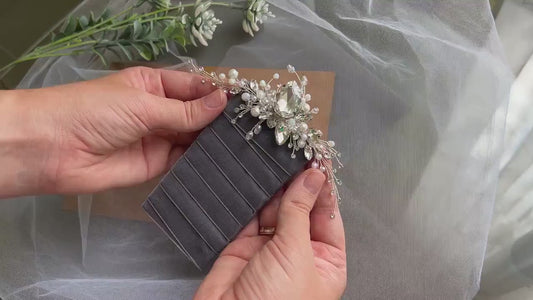 Crystal Pearl Grooms Boutonniere: Handmade Wedding Accessories