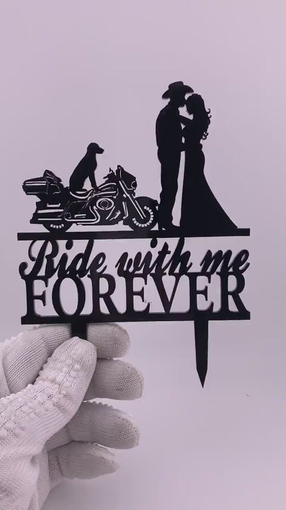 Motorcycle Wedding Cake Topper: Biker Couple, Street Glide Silhouette