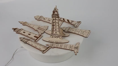 Wooden Lighthouse Place Card | Custom Engraved Table Decoration