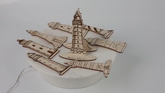 Wooden Lighthouse Place Card | Custom Engraved Table Decoration