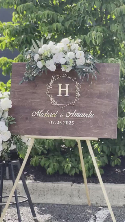 Rustic Wood Wedding Guest Book Alternative: Personalized Names Sign