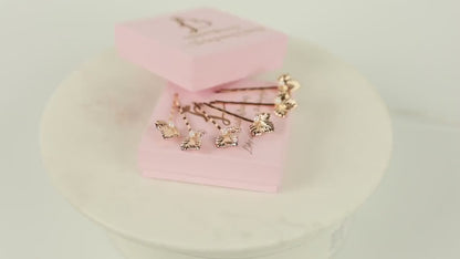 Gold Floral Bridal Hair Pins Set of 6, Elegant Wedding Updo Accessories