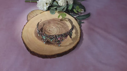 Gold Baroque Crystal Wedding Tiara, Antique Style Bridal Crown, Rhinestone Prom Headpiece