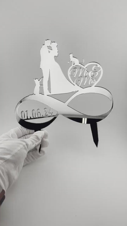 Cats Wedding Cake Topper: Bride and Groom Silhouette