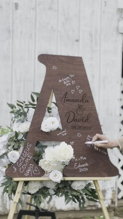 Rustic Wooden Letter Wedding Guest Book Alternative: Custom Keepsake