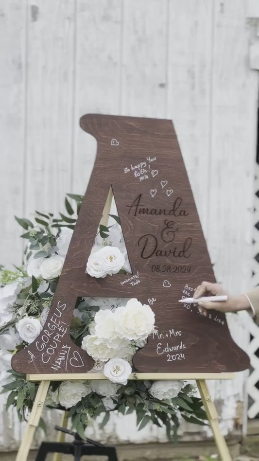Rustic Wooden Letter Wedding Guest Book Alternative: Custom Keepsake
